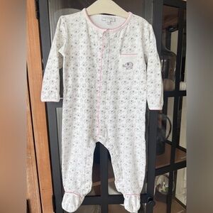 Magnolia Baby footies elephants embroidered trim pima cotton snaps girl coverall